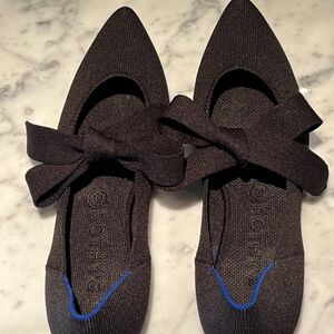 ROTHY'S RETIRED Black Pointed Toe Mary Jane Flats Size 9.5